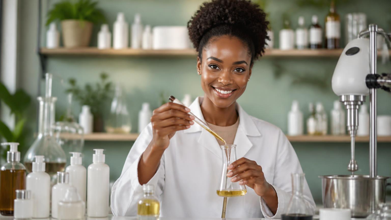Formulatrice professionnelle documentant un lot de fabrication cosmétique